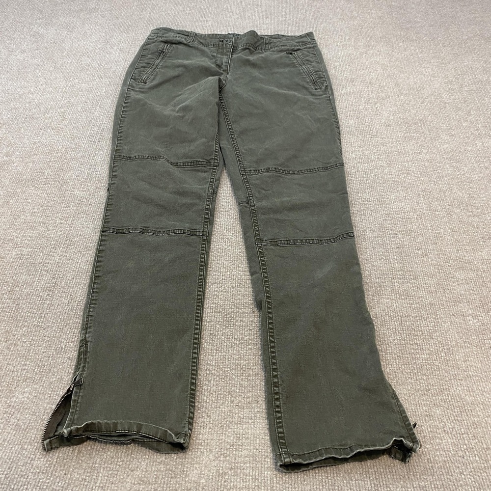 Talbots Pants Womens 6 Green Modern Twill Chino Ankle Zip Stretch Casual Utility